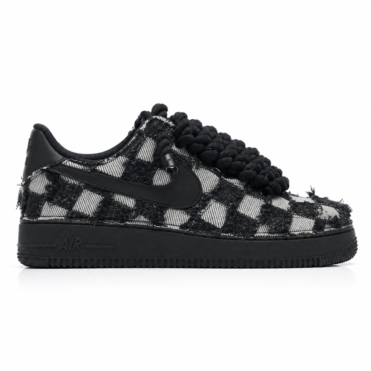 air force 1 black custom rope laces black denim black