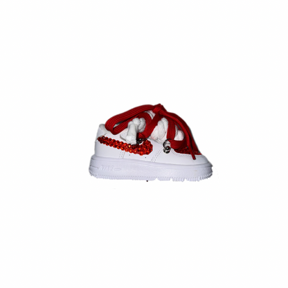 Air Force 1 White (TD) Red Custom Rope Laces Red Lace Red Strass