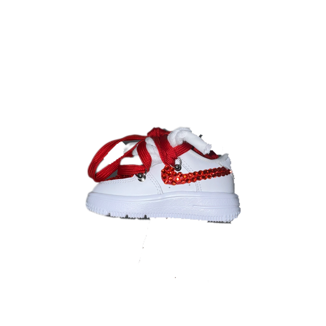 air force 1 white (td) red custom rope laces red lace red strass