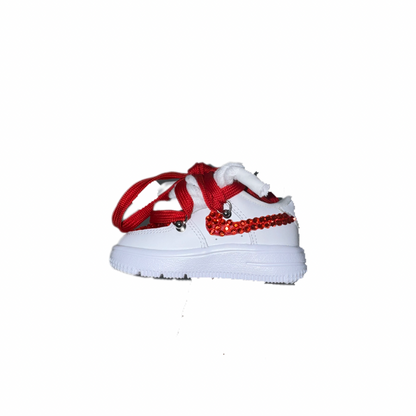 Air Force 1 White (TD) Red Custom Rope Laces Red Lace Red Strass