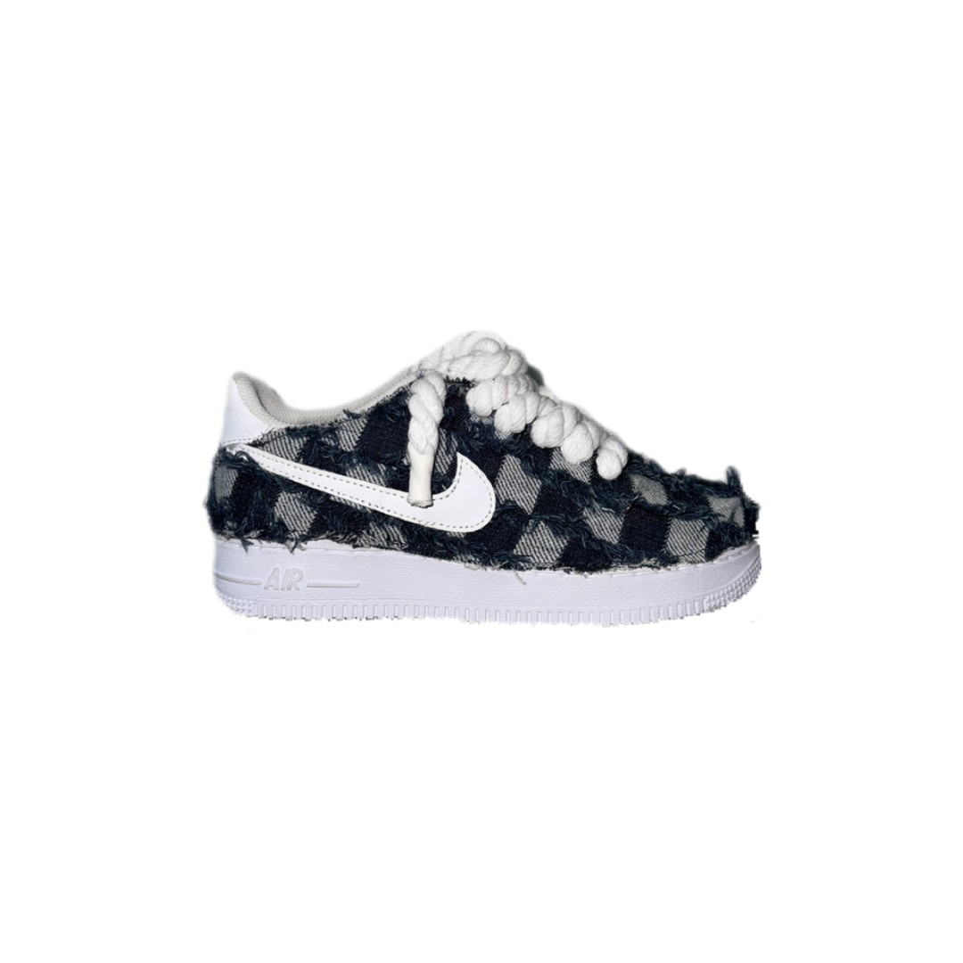 air force 1 white custom rope laces denim scuro