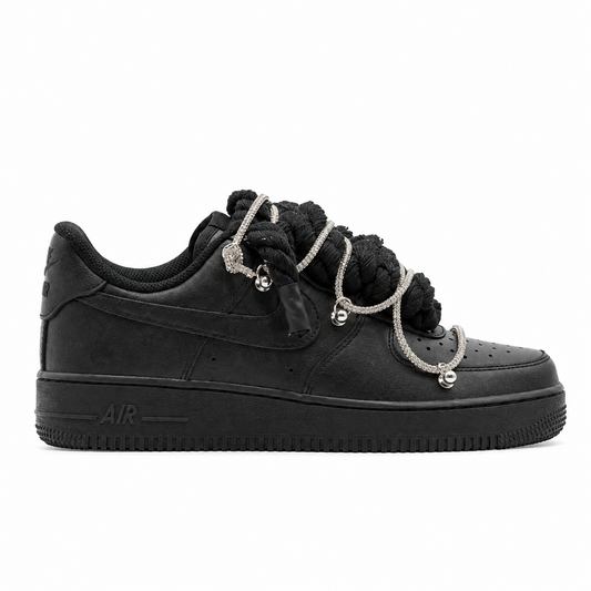 Air Force 1 Black Custom Rope Laces Black Swarovski