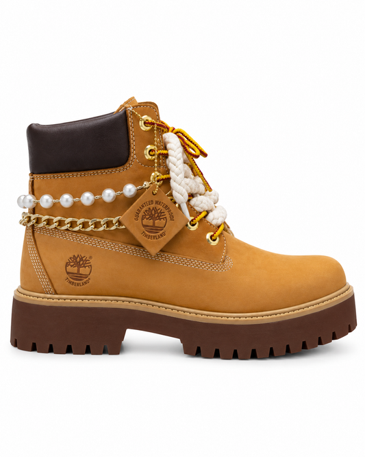 Timberland Stone Street 6in Premium Wheat Rope Laces Charms