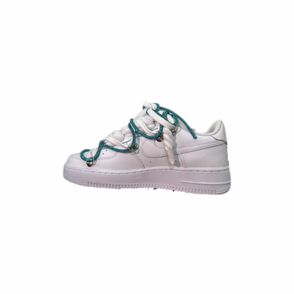 Air Force 1 White Custom Rope Laces Blue Rose Blue Off White