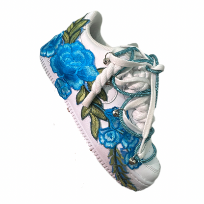 Air Force 1 White Custom Rope Laces Blue Rose Blue Off White