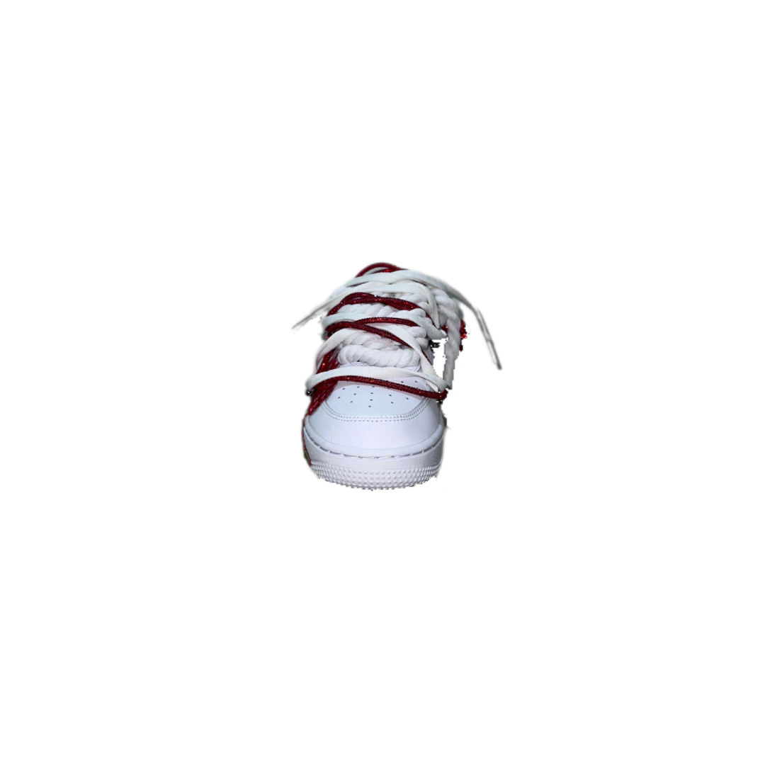 air force 1 white custom rope laces red rose red off white