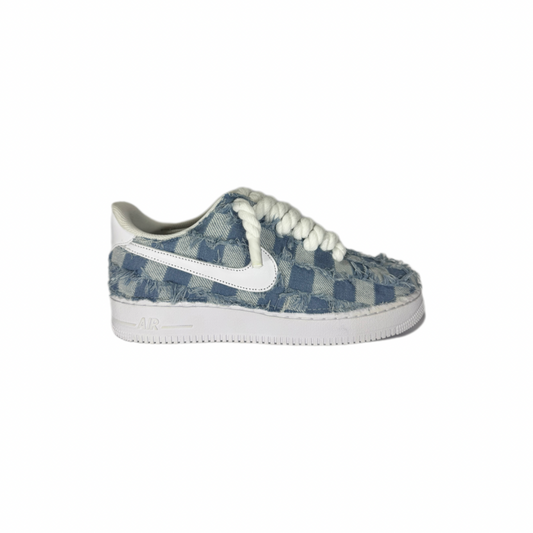 Air Force 1 White Custom Rope Laces Denim