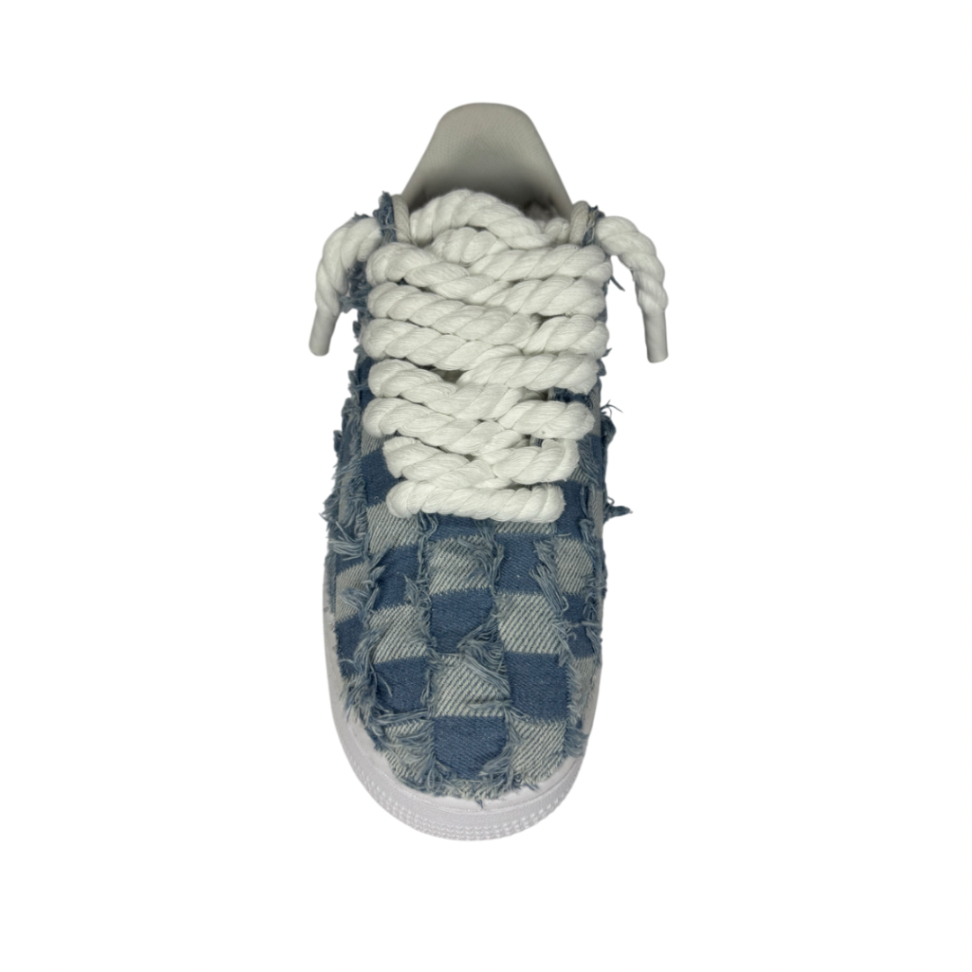 air force 1 white custom rope laces denim