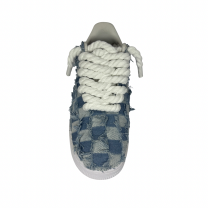 Air Force 1 White Custom Rope Laces Denim