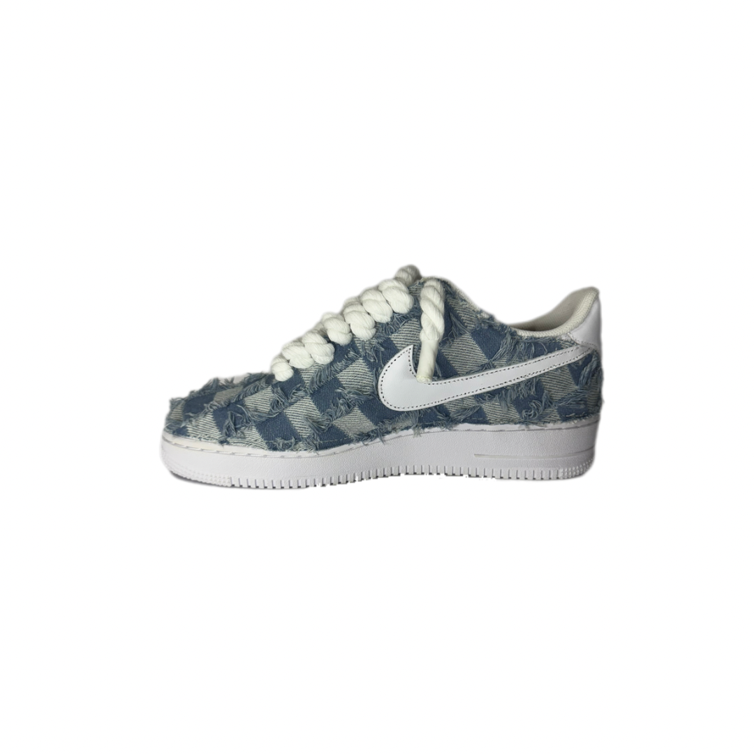 air force 1 white custom rope laces denim