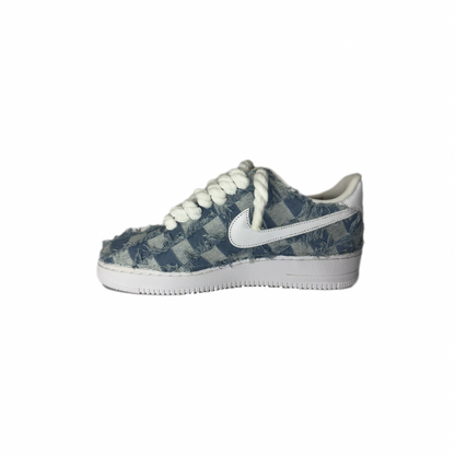 Air Force 1 White Custom Rope Laces Denim