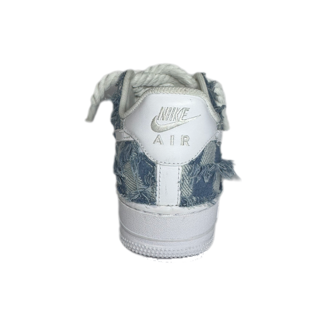 air force 1 white custom rope laces denim