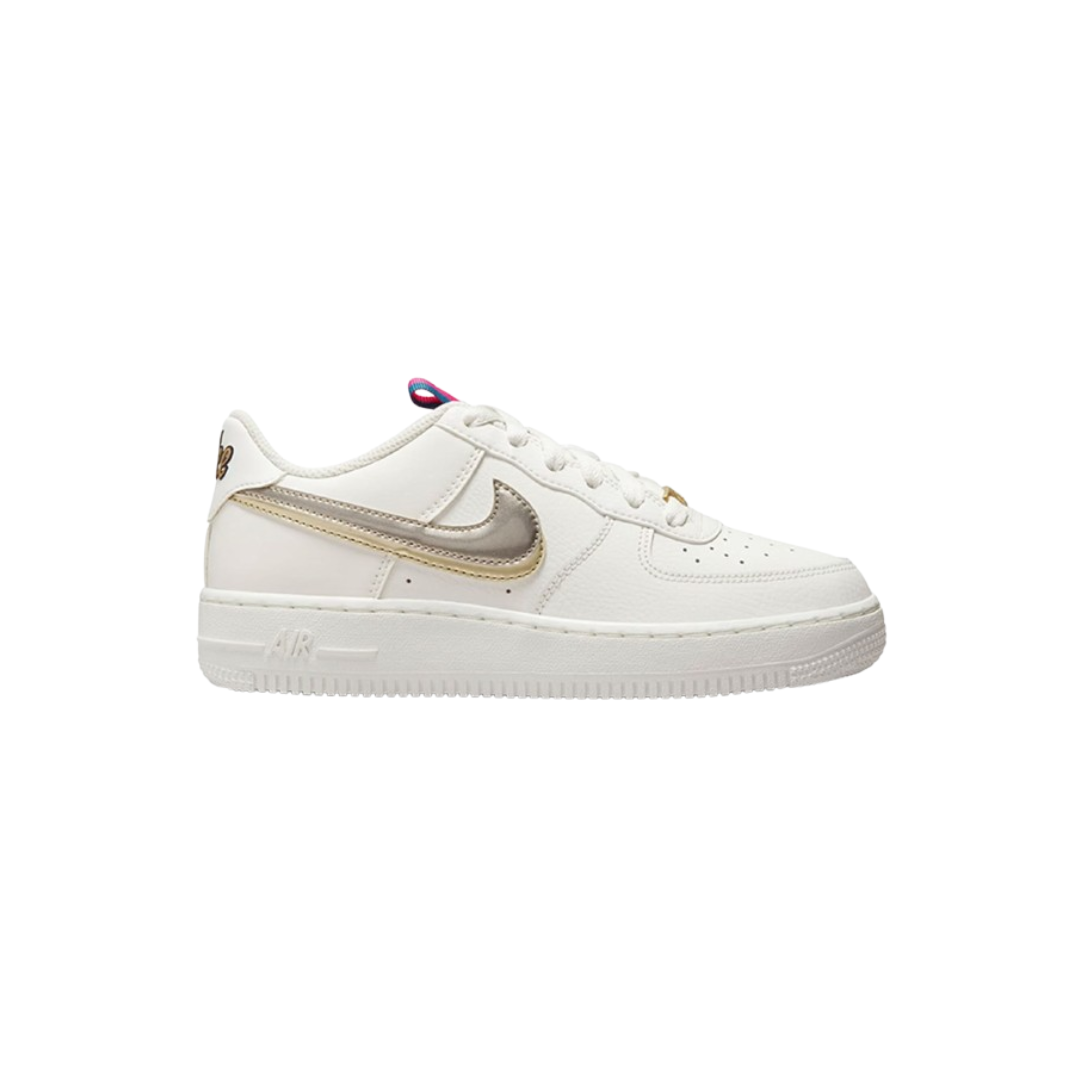 air force 1 double swoosh silver gold