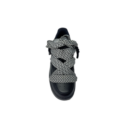 Air Force 1 Black Custom Lanvin Black White Rope Laces Black