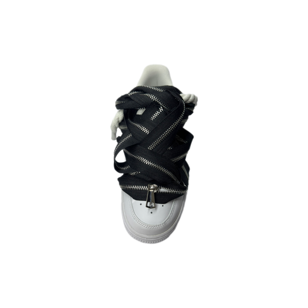 air force 1 white custom zip black rope laces white