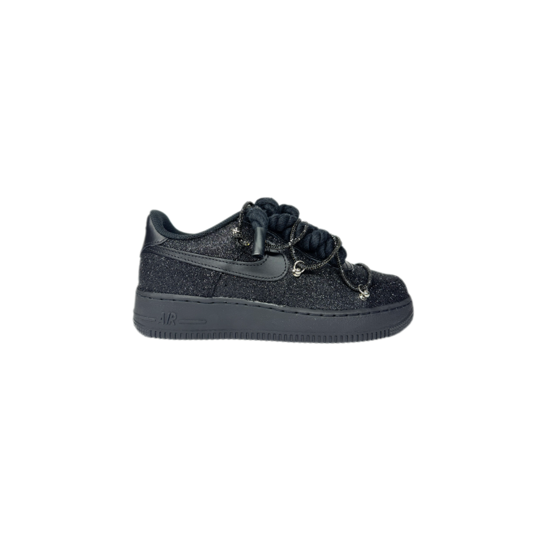 air force 1 black custom glitter rope laces black mod off-white black