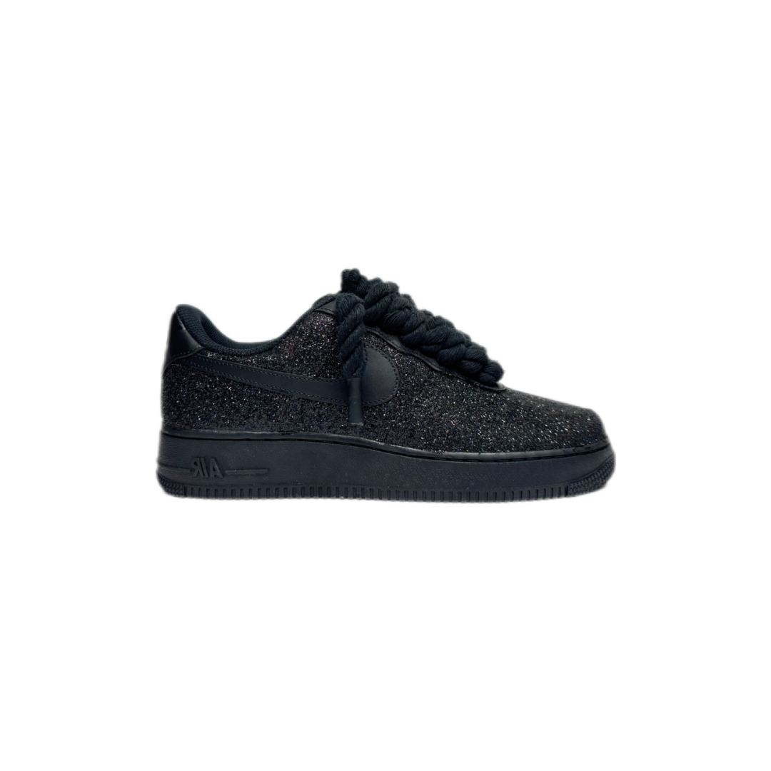 air force 1 black custom rope laces black glitter