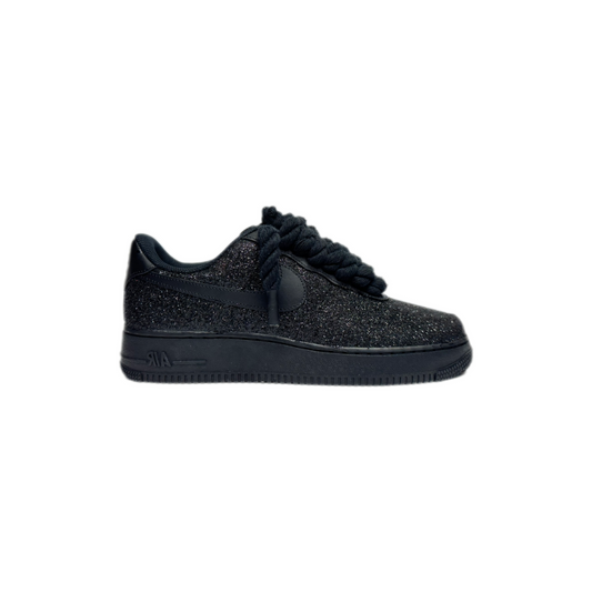 Air Force 1 Black Custom Rope Laces Black Glitter