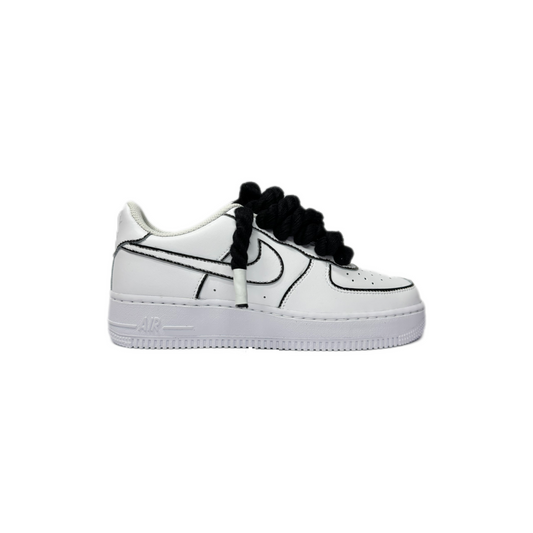 Air Force 1 White Custom Rope Laces Black Border