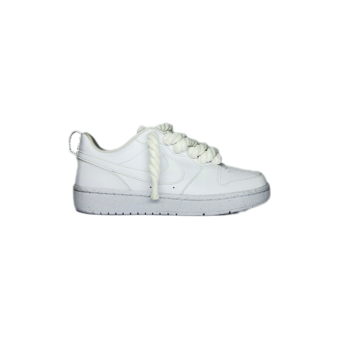 nike court borough white rope laces white