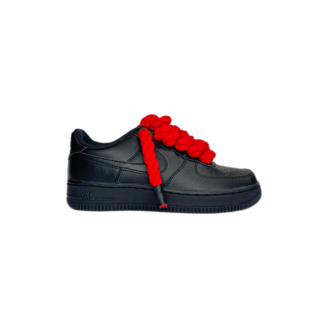 air force 1 black custom rope laces red