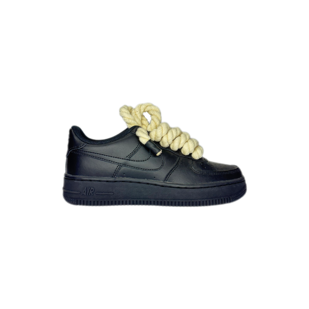 air force 1 black custom rope laces beige