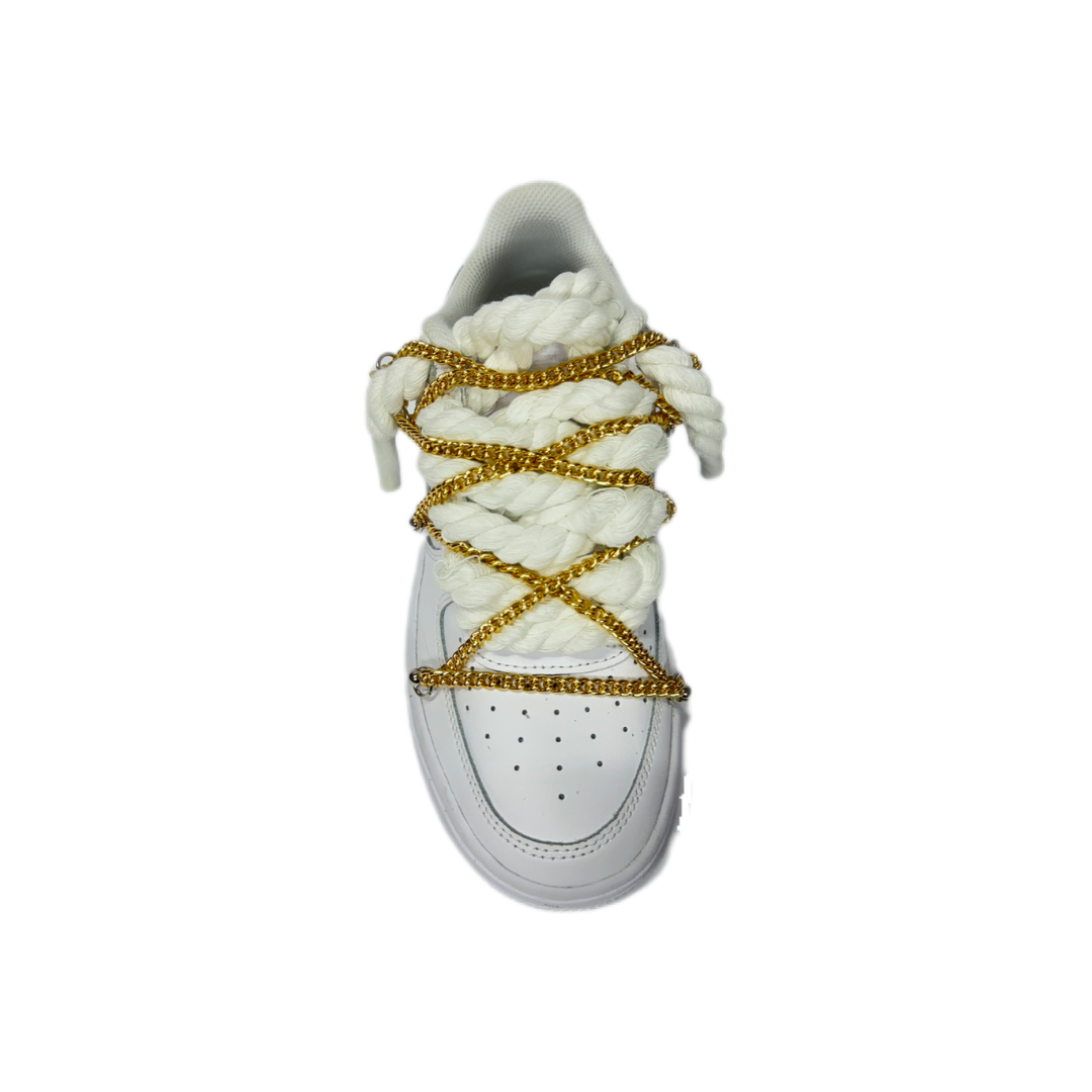 air force 1 white custom rope laces white mod off-white gold