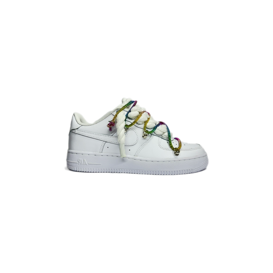 air force 1 white custom rope laces white mod off-white rainbow