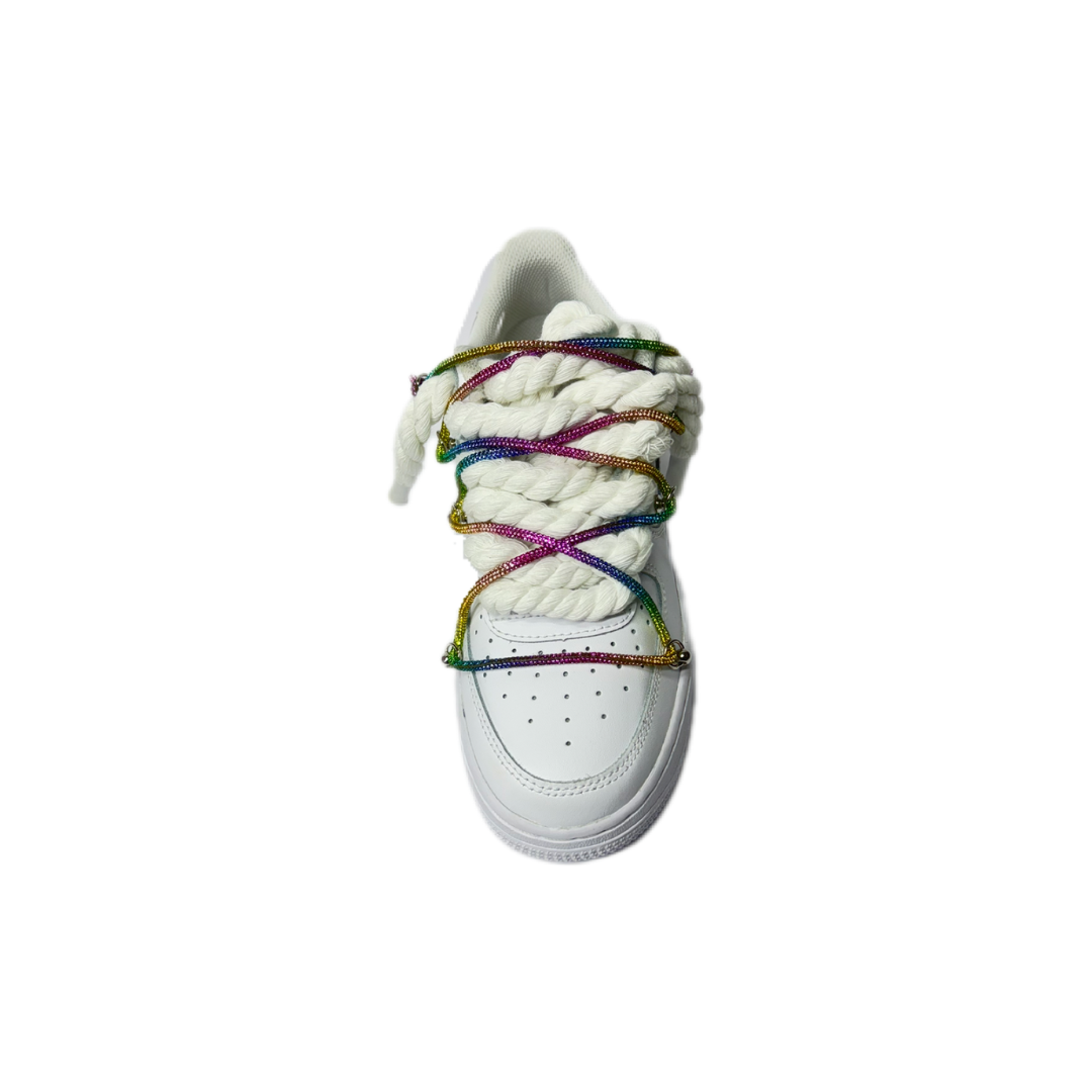 air force 1 white custom rope laces white mod off-white rainbow