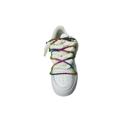 Air Force 1 White Custom Rope Laces White Mod Off-White Rainbow