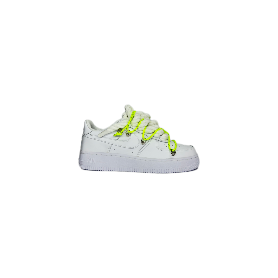 air force 1 white custom rope laces white mod off-white yellow reflective