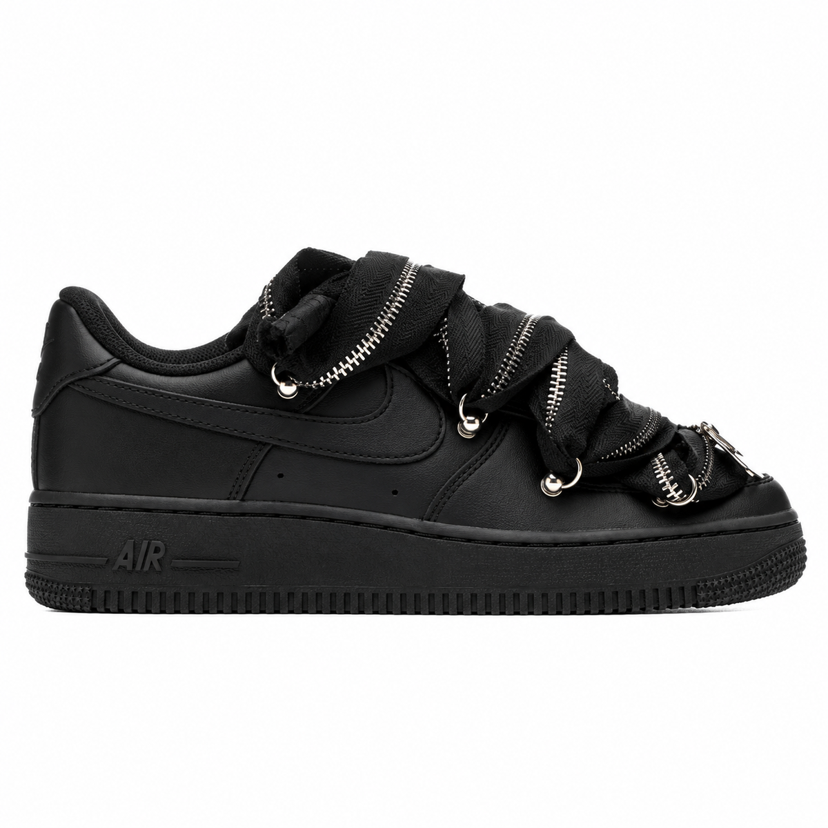 air force 1 black custom rope laces black zip